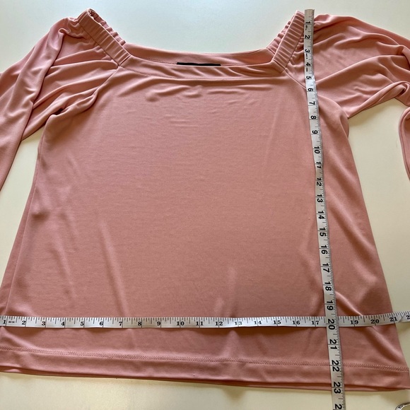 WHBM - Long Sleeve Off The Shoulder Light Pink Top - Picture 11 of 12